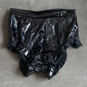 Black Latex Cut Out Shorts